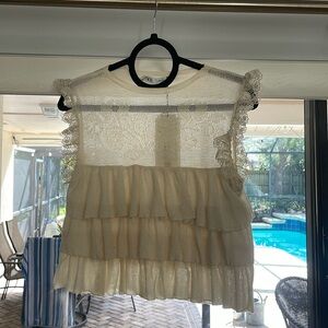 Zara- Ruffle Blouse w/ crochet- Medium- New with tags!